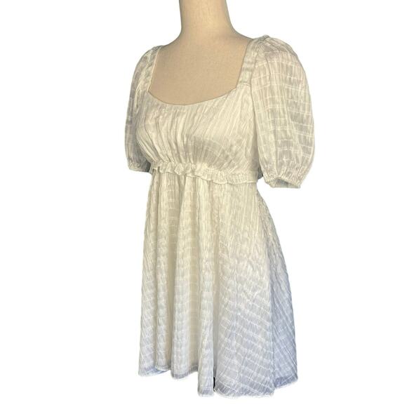 Majorelle Lisa Lined Mini Dress Tie Back Elbow Sleeves White Lurex Small - Picture 7 of 12